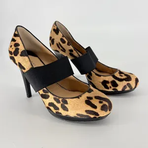Gianni Bini Leopard Print Calf Hair Platform Pumps Women 7M Brown Mary Jane Heel thumbnail 3