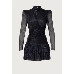 Sabina Musayev Brenda Navy Blue Metallic Long Sleeve Mock Neck Mini Dress Small thumbnail 2