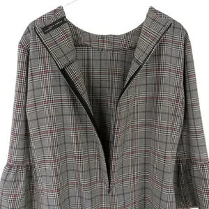 Zara Black & White Glen Check Plaid Long Sleeve Bell Sleeve Dress Medium thumbnail 5