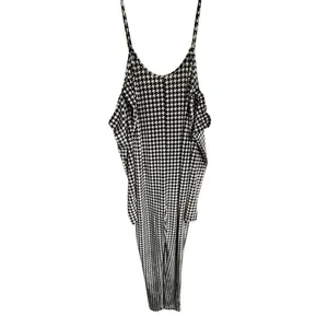 Naked‎ Wardrobe Black White Velour Houndstooth Jumpsuit Large NWT thumbnail 3