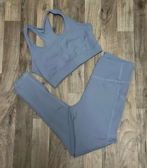 Mura Boutique Dusty blue sports bra + leggings workout set thumbnail 1