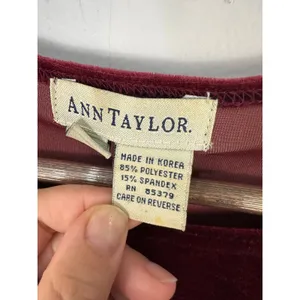 Ann Taylor Bodysuit Womens Large Burgundy Velvet Long Sleeve Vintage 90s Wine thumbnail 3