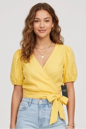 Abercrombie fetch NWT top blouse in yellow thumbnail 1