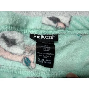 Joe Boxer Women's Pajama Set XL Teal Long Sleeve Top Mint Green Cat Fleece Pants thumbnail 3