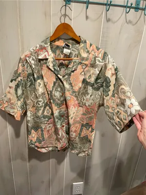 Cute vintage 80s cotton candy pastel cotton blend oversized button front shirt thumbnail 4