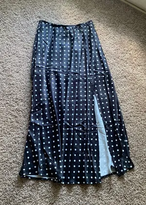 Polka dot silk midi skirt Black thumbnail 1