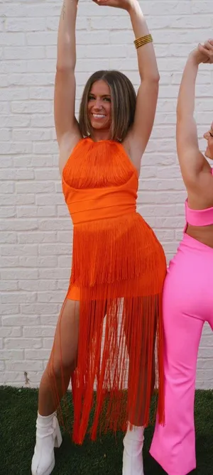 Orange frindge dress Size XS thumbnail 1