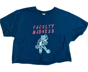 Vintage Faculty Madness Basketball Tiger Black Cropped Tshirt Large thumbnail 1