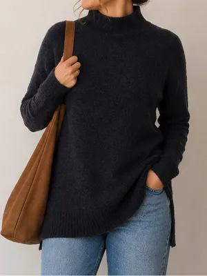 Aritzia Wilfred Free Black Mockneck Plush Sweater Size XS Oversized Black Soft thumbnail 1