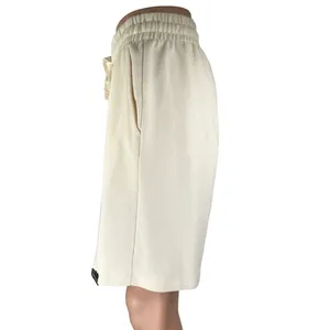 Zara Women's Cream White High Rise Elastic Waist Wide Leg Lounge Sweat Shorts L thumbnail 2
