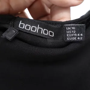 Boohoo Womens Asymmetric Cut Out Maxi Dress Black Long Sleeve Size 12 NEW thumbnail 2