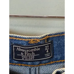 Abercrombie & Fitch Denim Shorts Women 27 Blue High Rise Distressed 8 thumbnail 5