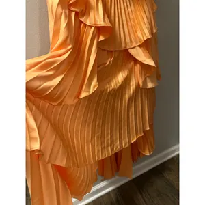 AMUR Orange Janey Tiered Ruffle Strapless Midi Pleated Fully Lined Dress size 6 thumbnail 9
