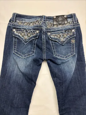 Miss me size 29 Women’s Dark Blue Skinny Jeans western embellished cowgirl rodeo thumbnail 12