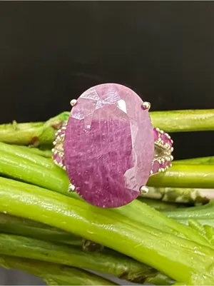 925 Silver Natural Ruby Gemstone Cocktail Ring Size 7.5 Pink thumbnail 1