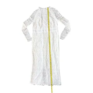 ASOS DESIGN White Lace Midi Dress Long Sleeve High Neck Pencil EU44 US12 RUSH thumbnail 4