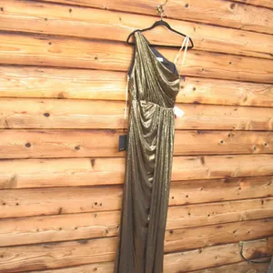 Mac Duggal 26537 Womens Draped One Shoulder Grecian Metallic Gown Dress thumbnail 9