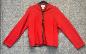Vintage PENDLETON Jacket Women's Large Bright Red Virgin Wool‎ Full Front Zip thumbnail 1