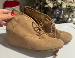 Tan Wedge Ankle Boots Size 8 thumbnail 1