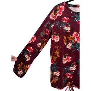 NWT LOFT Floral Velour Drawstring Hem Popover Blouse Top Long Sleeve Size Medium thumbnail 8
