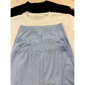 Shein 3 Piece Basic T Shirt Biker Shorts Set 3 piece S Beige Black White Blue‎ thumbnail 3