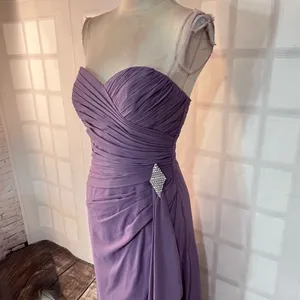 Bill Levkoff Purple Strapless Sweetheart Neck Pleated Bridesmaid Dress Size 6 thumbnail 2