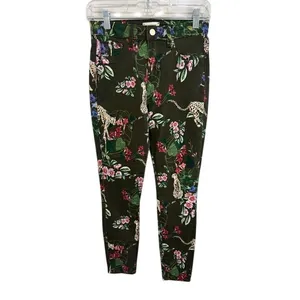 L'AGENCE Margot High Rise Skinny Jeans Guepard Floral Moss Green Cheetah Size 26 thumbnail 7