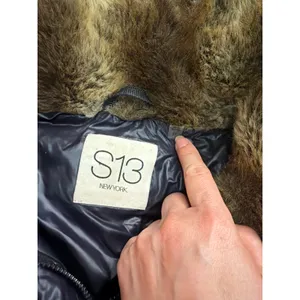 S13 New York Women's Black Chelsea Puffer‎ Down Coat with Faux Fur Trim Hood M thumbnail 2