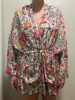 Intimately Free People Slinkin Floral Kimono Robe Wrap Cover Up Medium thumbnail 2