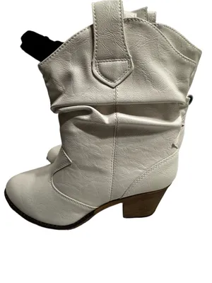 Charles Albert‎ White Faux-Leather Western Ankle Booties thumbnail 4