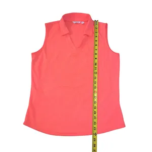 Lady Hagen Sleeveless Polo Shirt Womens Medium Coral Pink‎ Golf Top Golfcore thumbnail 5