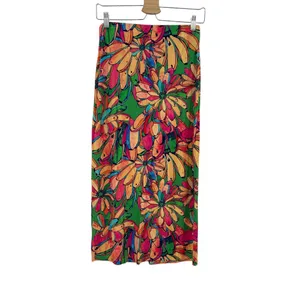 Anthropologie Farm Rio Getaway Midi Skirt Tropical Print Green Pink Size‎ Small thumbnail 8