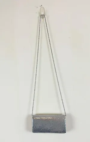 Jessica McClintock Silver Mesh Evening Bag Chain Strap Clutch thumbnail 9