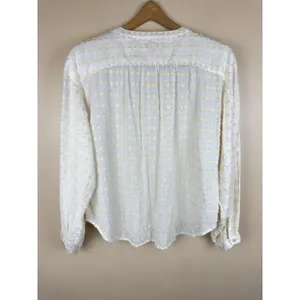 Anthropologie Pilcro Tavi Textured Blouse S Button Down Ivory Boho thumbnail 6