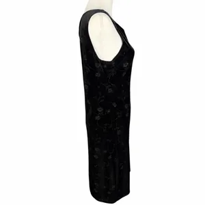 Vintage Y2K Velvet Mini Dress Size Large Black Whimsigoth Holiday Emo Shimmer thumbnail 5