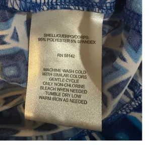 Maggy London Size 14 Blue Geometric Faux Wrap Stretch Career Dress thumbnail 10