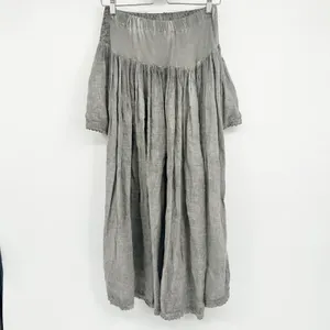 Muche et Muchette Womens 100% Linen Lace Lagenlook Tiered Boho Maxi Skirt OS thumbnail 9