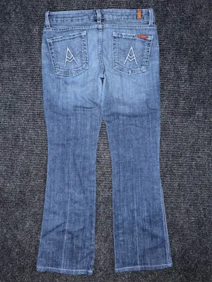RARE 7 For All Mankind A Pocket Low Rise Bootcut Jeans Sz 28 x 30.5 USA Made VTG thumbnail 3