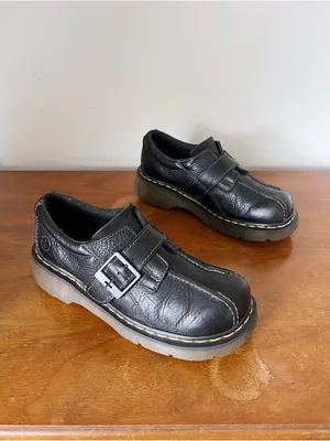 Dr Martens • vintage 12282 platform shoes black leather monk strap chunky thumbnail 10