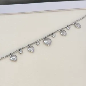Adjustable CZ Love Heart Charm Bracelet for Women thumbnail 3