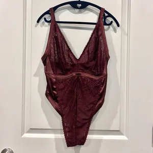 NWOT Aerie Burgundy Paisley Lace Bodysuit - Large thumbnail 6