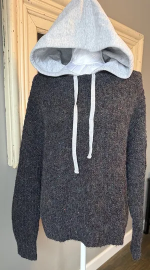 Aerie OFFLINE Oversized Speckled Knit Hooded Sweater Size L NWT thumbnail 1