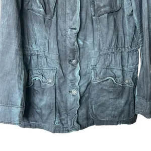 Free People Double Cloth Jacket Military Drawstring distressed tie dyed Size S thumbnail 6