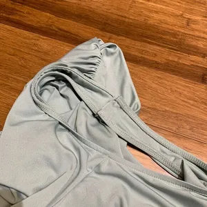 Zara Bodysuit Womens Medium Mint Green One Shoulder‎ Ruched Sleeveless Top Tank thumbnail 4