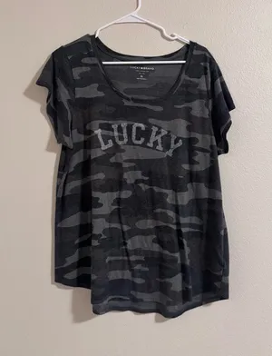 Lucky Brand Charcoal Gray Logo Tee thumbnail 1