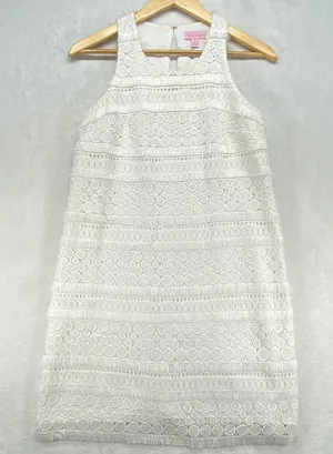 Lilly Pulitzer White‎ Lace Dress Sleeveless Party Cocktail Mini Size 2 - flaw thumbnail 1