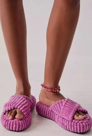 NWOB Free People Two Days in Ibiza Terry‎ Platfrom Slide Sandals Orchid size 9.5 thumbnail 1