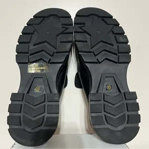 Women's Lulus Ranae Black Slide On Loafers Black Gold‎ Horsebit Hardware Size 10 thumbnail 7