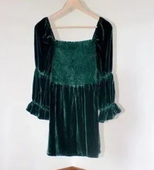 Reformation Albi Velvet Dress (Emerald) thumbnail 1