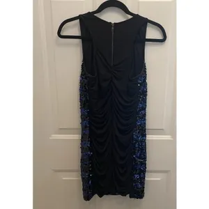 City Studio Black Blue Sequin Striped Mini Dress Bodycon‎ Party Event Womens S thumbnail 6